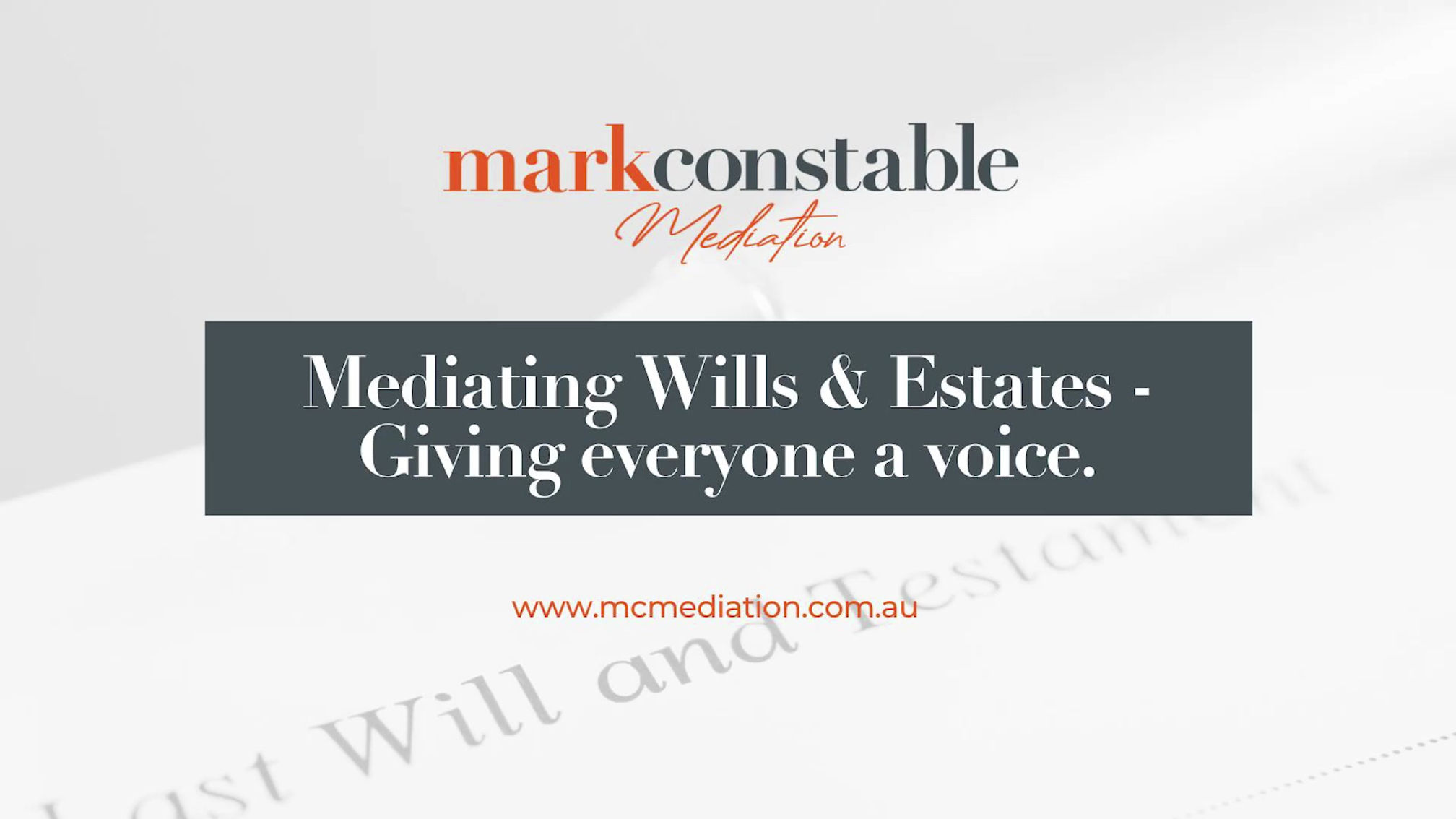 Mediating Wills & Estates - Giving Everyone a Voice